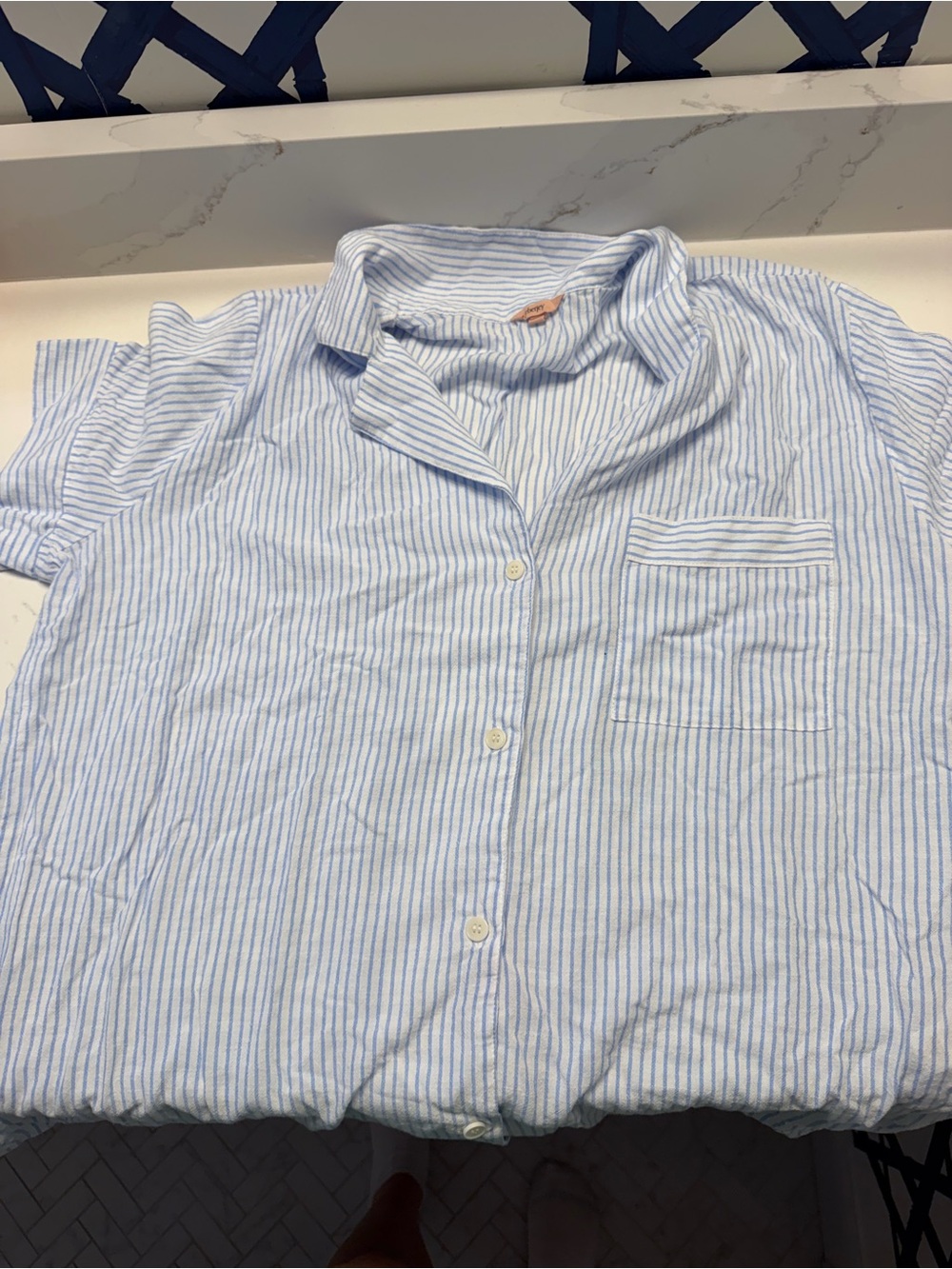Eberjey Light Blue & White Striped Cotton Pajama Set - Picture 2 of 4